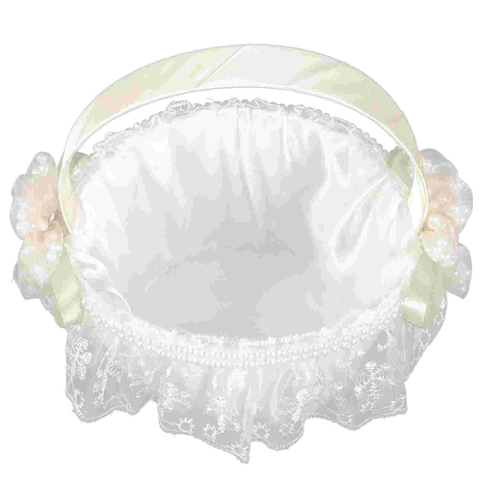 

Handle Basket Wedding Flower Girl Basket Bowknot Decor Petal Basket Bowknot Basket