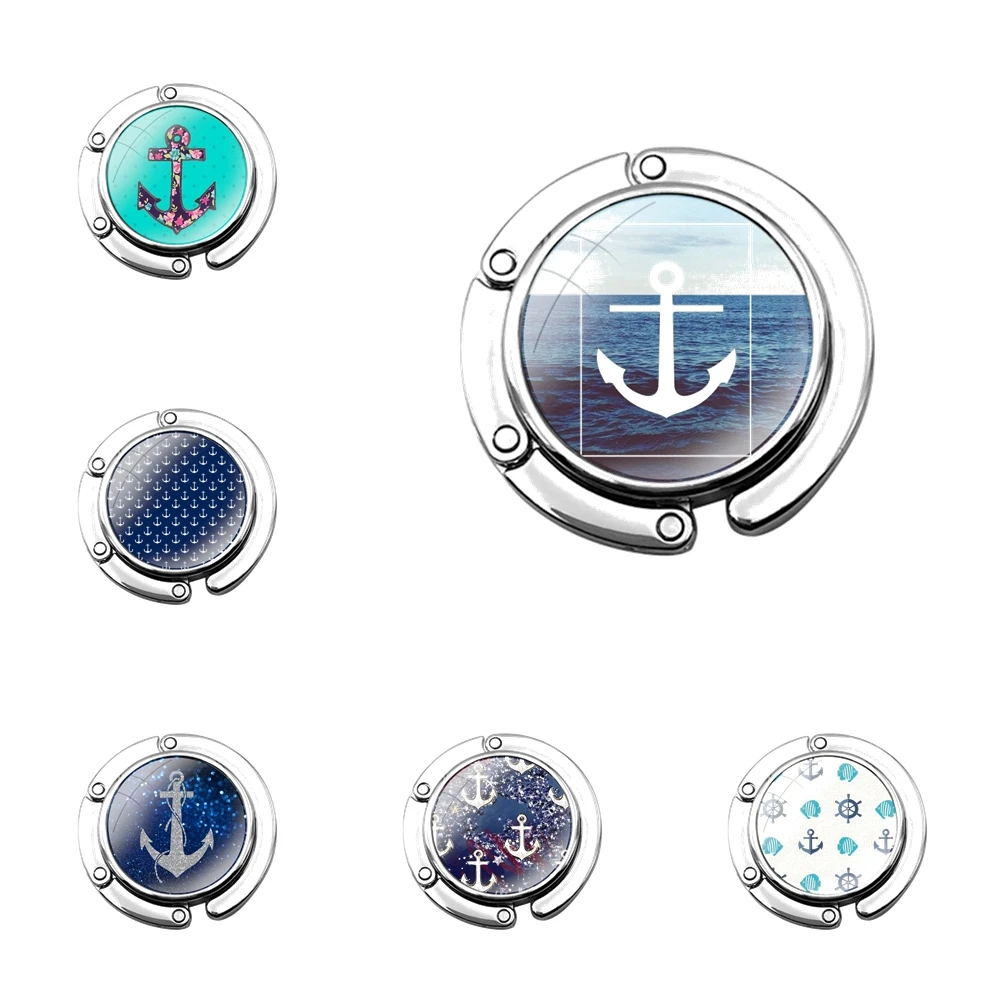 Складной крючок для кошелька с якорем морским узором