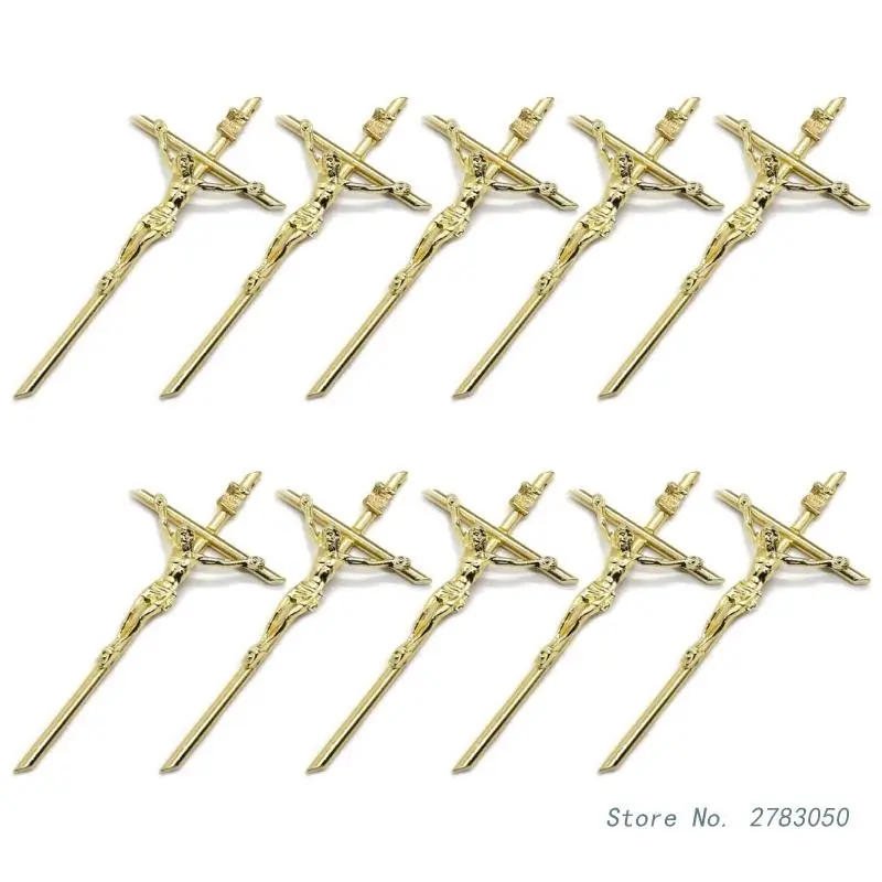 

10pcs Gold Crucifix Wall Blessing Sacred Handheld Metal Catholic Wall Decoration for Church Baptism Gift