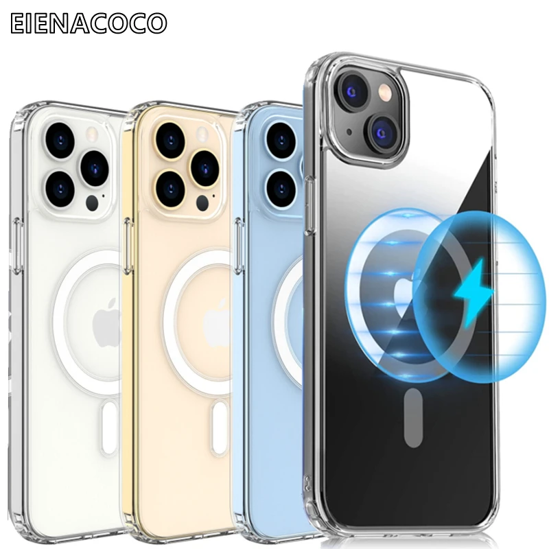 Classic Clear For Magsafe Case For iPhone 14 13 12 11 Pro XS Max Mini X XR 7 8 Plus SE2 Magnetic Wireless Charging Acrylic Cover