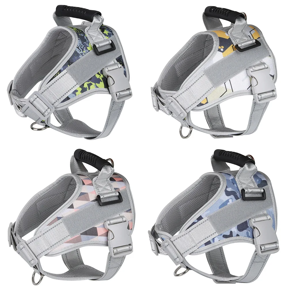 

Pet 8~40KG Strong 1080D Oxford Fabric Large Dog Vest Harness Explosion Proof Flush Traction Rope with Reflective Dog Rope