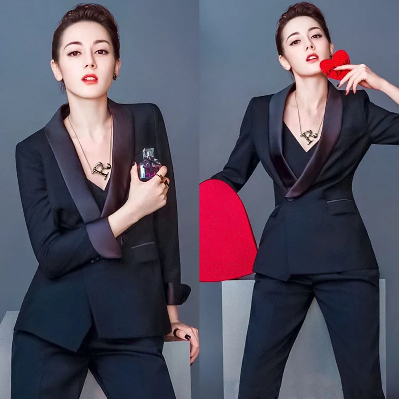 Women's Prom Suit Shawl Collar Wedding Guest Dress Ladies Tuxedo Two Piece Evening Dress Blazer One Button Jacket and Pants