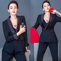 womens prom suit shawl collar wedding guest dress ladies tuxedo two piece evening dress blazer one button jacket and pants
