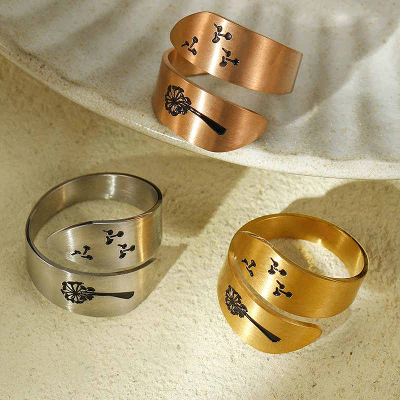 Регулируемое кольцо NIMAI унисекс нержавеющая сталь Одуванчик коррозионная