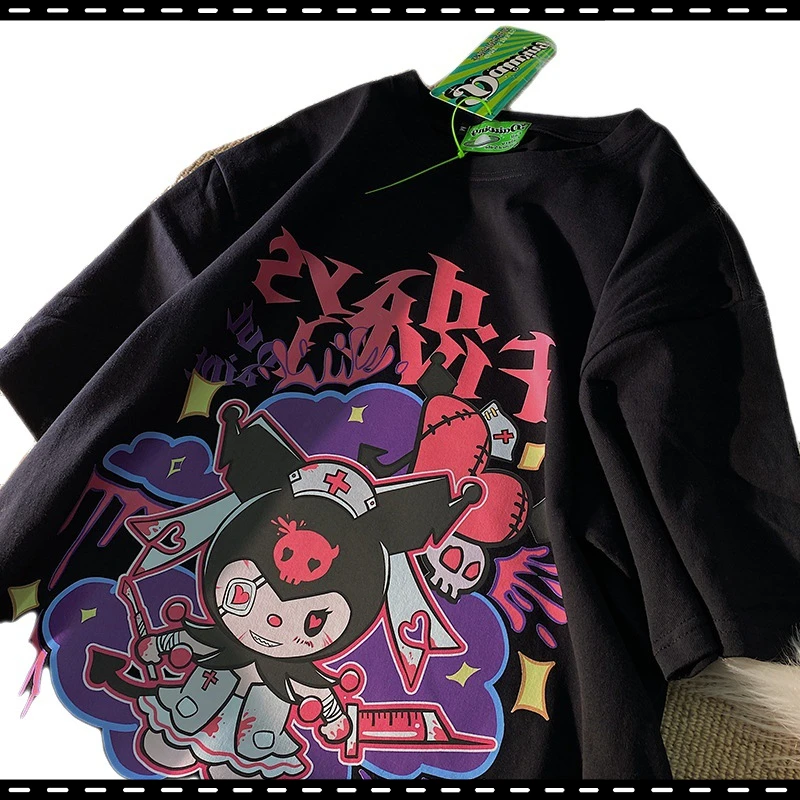 

Anime Peripherals Kulomi Korean Style Fashion Casual Japanese Cute Short Sleeve T-Shirt Ladies Summer Loose Ladies Clothes Gifts