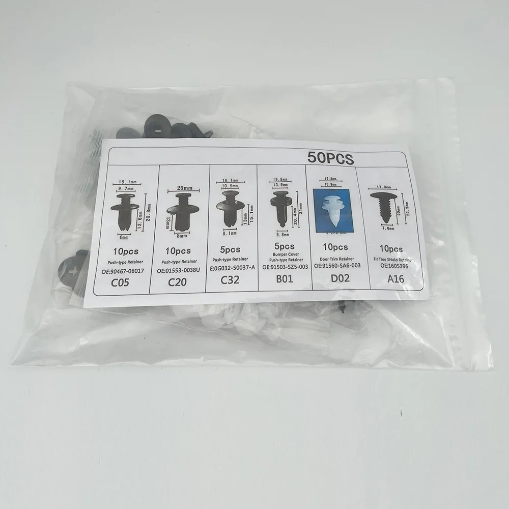 

Комплект пластиковых крепежных зажимов для автомобиля, 6 размеров