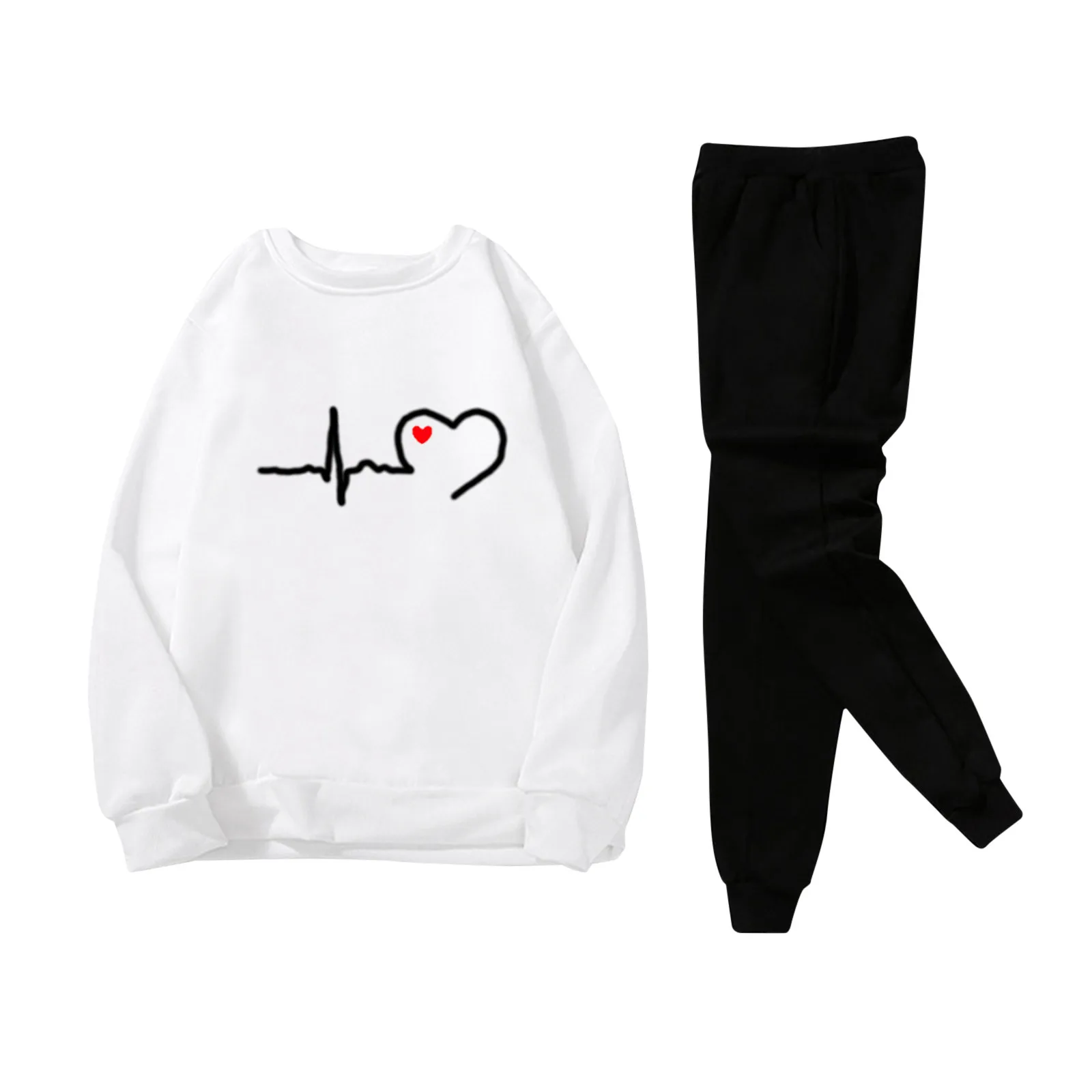 

Men And Women Sweatshirt Set Autumn And Winter Leisure Print Warm Set Hooded Long Sleeve Sweater Pants Sports Sets