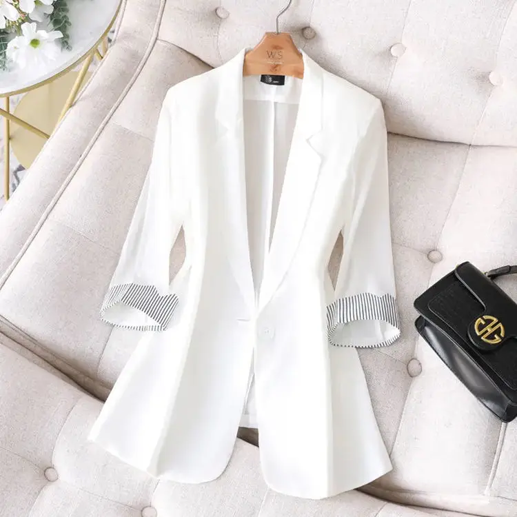 

2023 New Fashion Women's Slim Small Suit Jacket with One Button Single Breasted Thin Blazer for Casual Commute
