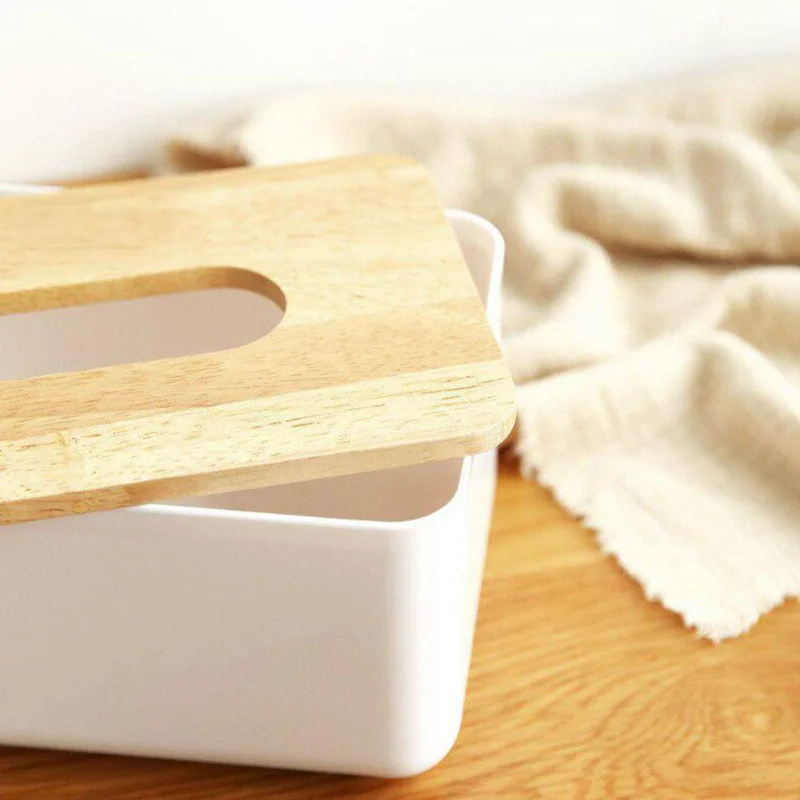 

Plastic Tissue Box Modern Wooden Cover Paper with Oak Home Car Napkins Holder Case Home Organizer Decoration Tools