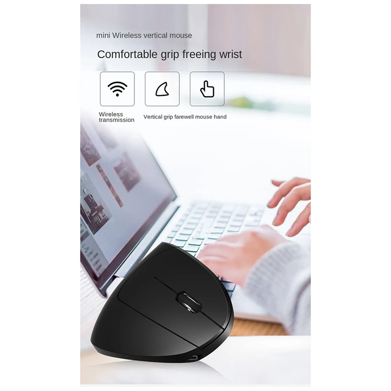 

1 PCS Wireless 2.4G Vertical Vertical Mouse Mute RGB Gaming Mouse Office Mouse Ergonomic For PC Laptop Black