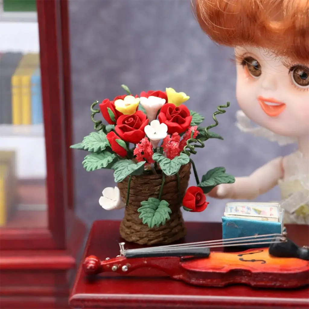 

1:12 Dollhouse Flower Model Artificial for Bedroom Balcony Scenery Landscape Ornament Pretend