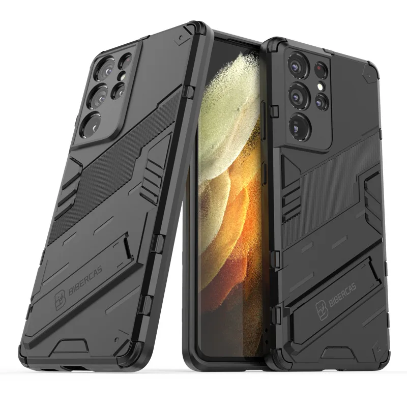 

Case for Samsung Galaxy S22 Punk Armor Phone Case S22ultra Creative Stand S21plus Drop-Resistant Protective Cover