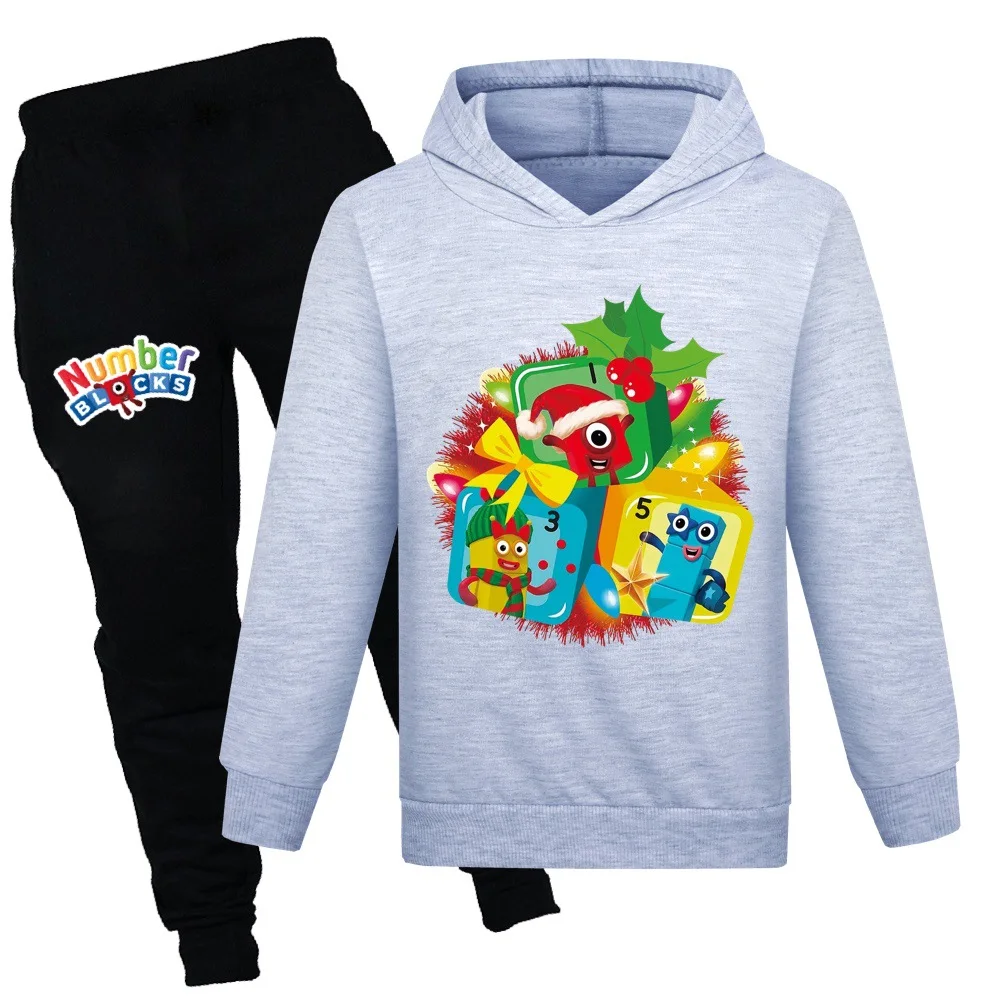 

New Number Blocks Clothes Kids Pullover Hoodies Pants 2pcs Sets Boys Cartoon Leisure Sportsuit Children's Clothing Girls Outfits