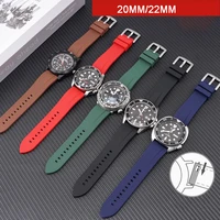 high quality silicone strap 20mm 22mm quick release rubber watchbands silver black buckle wristband men diving watch accessories
