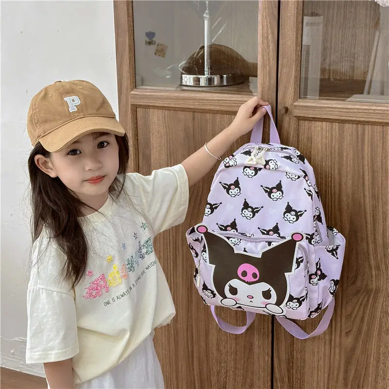 

Плюшевый рюкзак с мультипликационным принтом Kuromi для подростков Sanrio, вместительный школьный ранец для учеников, сумка для хранения, Подарочная сумка на плечо для девушек