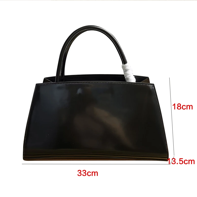 Italian star bags new top bright leather large capacity handbag, triangle logo multi-function women's bag，original high quality