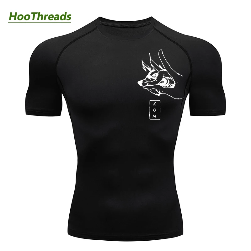 Mens Compression Shirts Anime Print Short Sleeve Gym Workout Fitness Training Undershirts Quick Dry Athletic T-Shirt Tees Tops