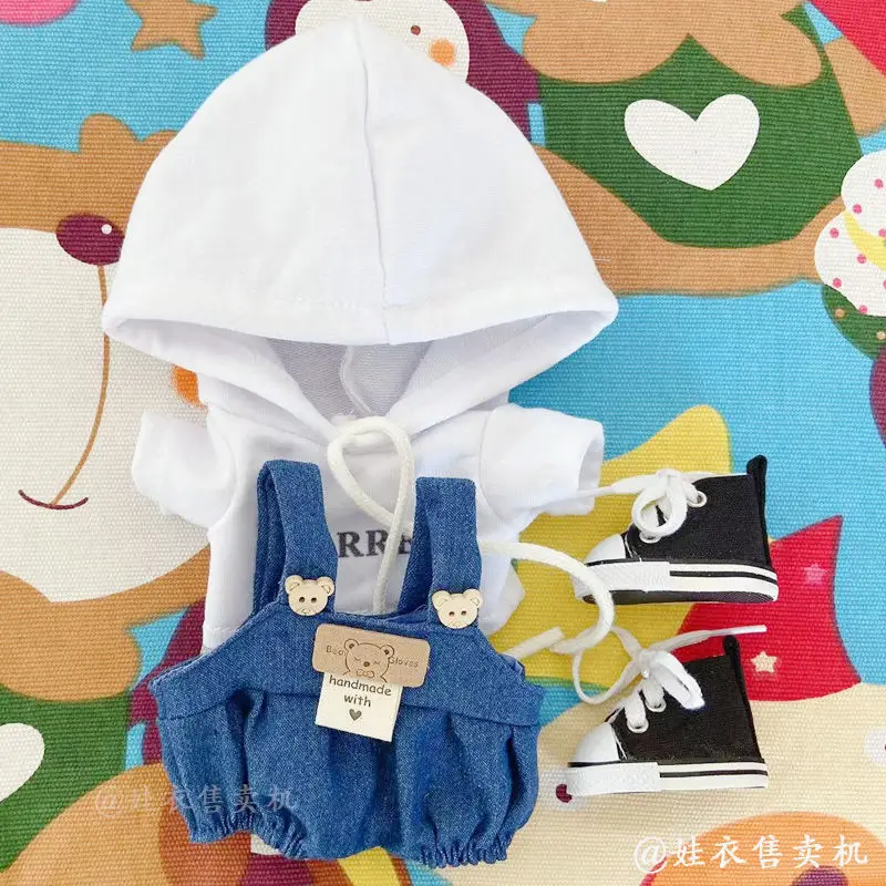 

20cm Doll Clothes T-shirt Trousers Suit Cartoon Animal Pattern Suspender Pants Changing Dress Game Cotton Stuffed Photo Props