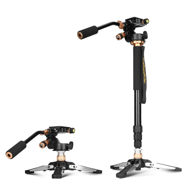 

QZSD Q158B Digital camera aluminum monopod with mini tripod base pan head with 1/4 camera screw mount for camera and phone
