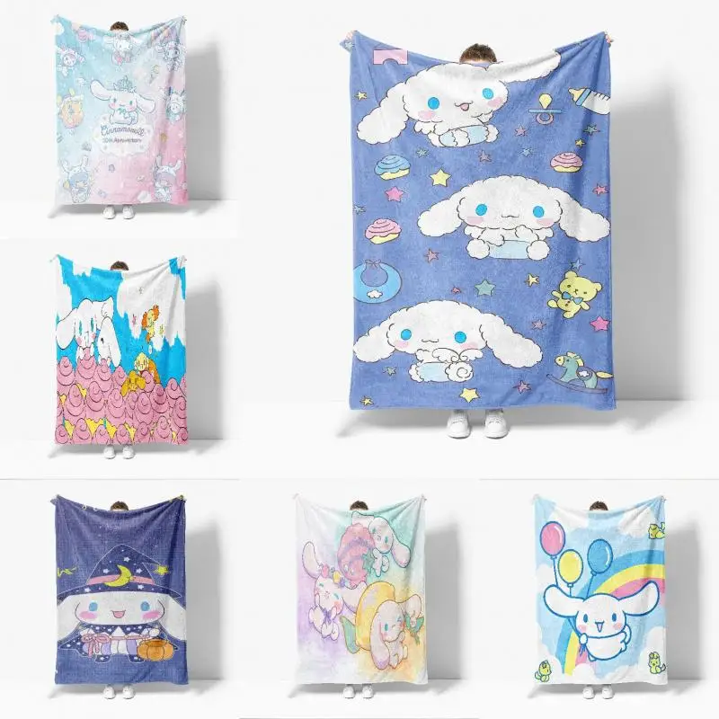 

Аниме Kawaii Cinnamoroll плюшевое одеяло Sanrios мультяшное фланелевое одеяло кондиционер всесезонное одеяло для сна мягкая шаль подарок