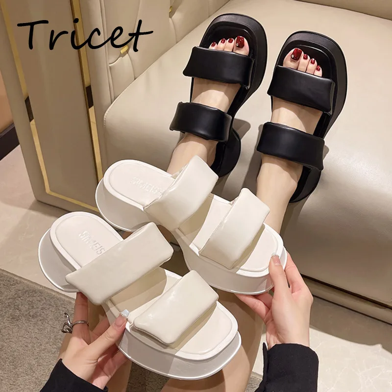 

Шлепанцы женские с тонким ремешком, пляжные сандалии на платформе, мягкая подошва, сланцы, летние тапочки, 2022