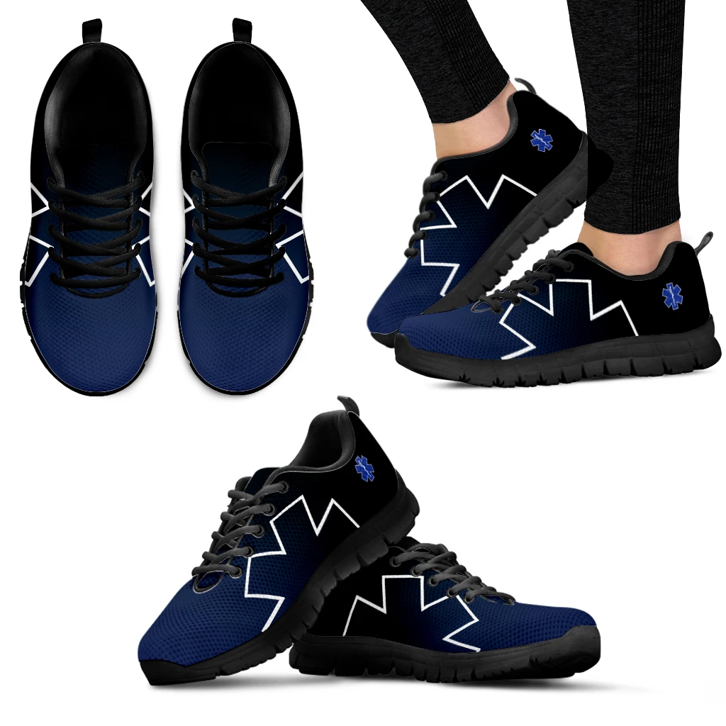 

INSTANTARTS Blue Star Design Shoes EMT/EMS Printing Lightweight Outdoor Shoes Comfortable Nurses Medical Design Casual Shoes