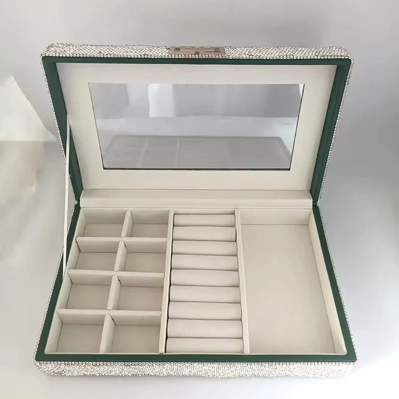 Блестящий Женский бархатный органайзер для ювелирных изделий и колец