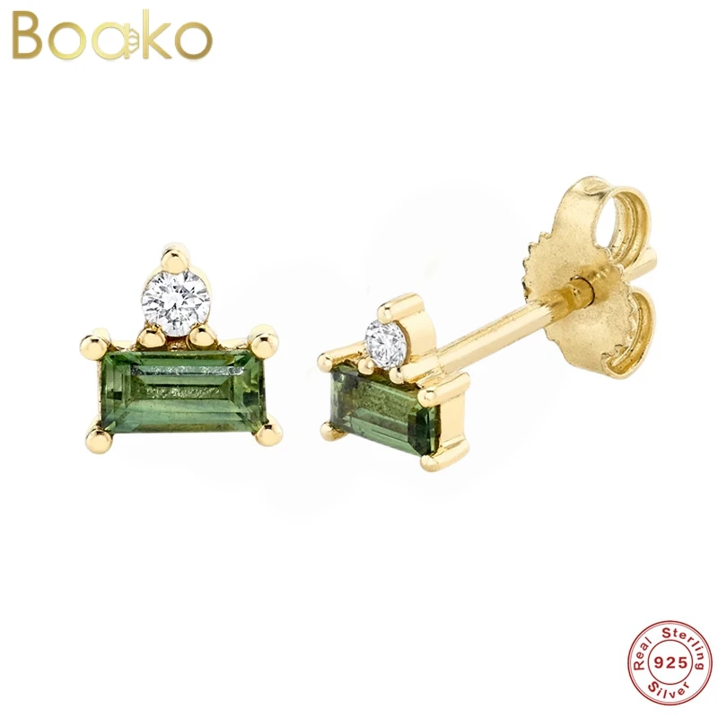 

BOAKO 925 Sterling Silver Small Cute Gem Colorful Zircon Charm Stud Earring Piercing Studs For Women 2022 New Trend Jewelry Gift