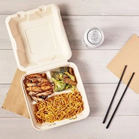 9 x 9 x 3 inch bagasse clamshell food container biodegradable food box take out lunch box compostable food storage containers