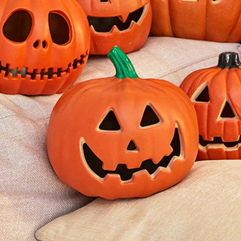Скидка 23см Хэллоуин Джек-О-Фонарь Тыква Светодиодный Свет Лампа Творческое Украшение Мигающий Призрак Фестиваль Светящийся Парк Крытый Сад Украш...