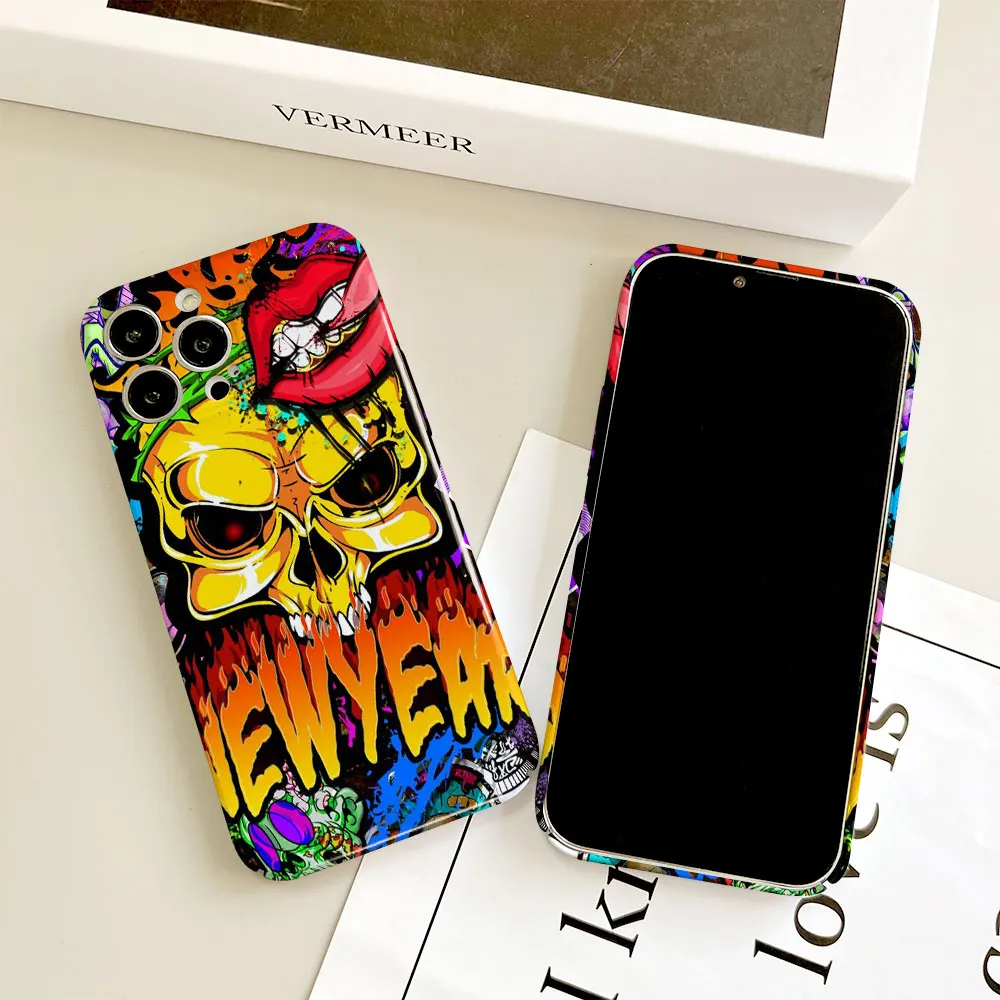 Phone Case For iPhone 14 13 12 11 Pro Mini XS X Max XR SE 8 7 6S 6 Plus Full Printed Hard Film Case Street Graffiti Art Painting