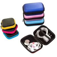 mini zipper hard headphone holder case portable earbuds pouch box earphone storage bag protective usb cable organizer storage