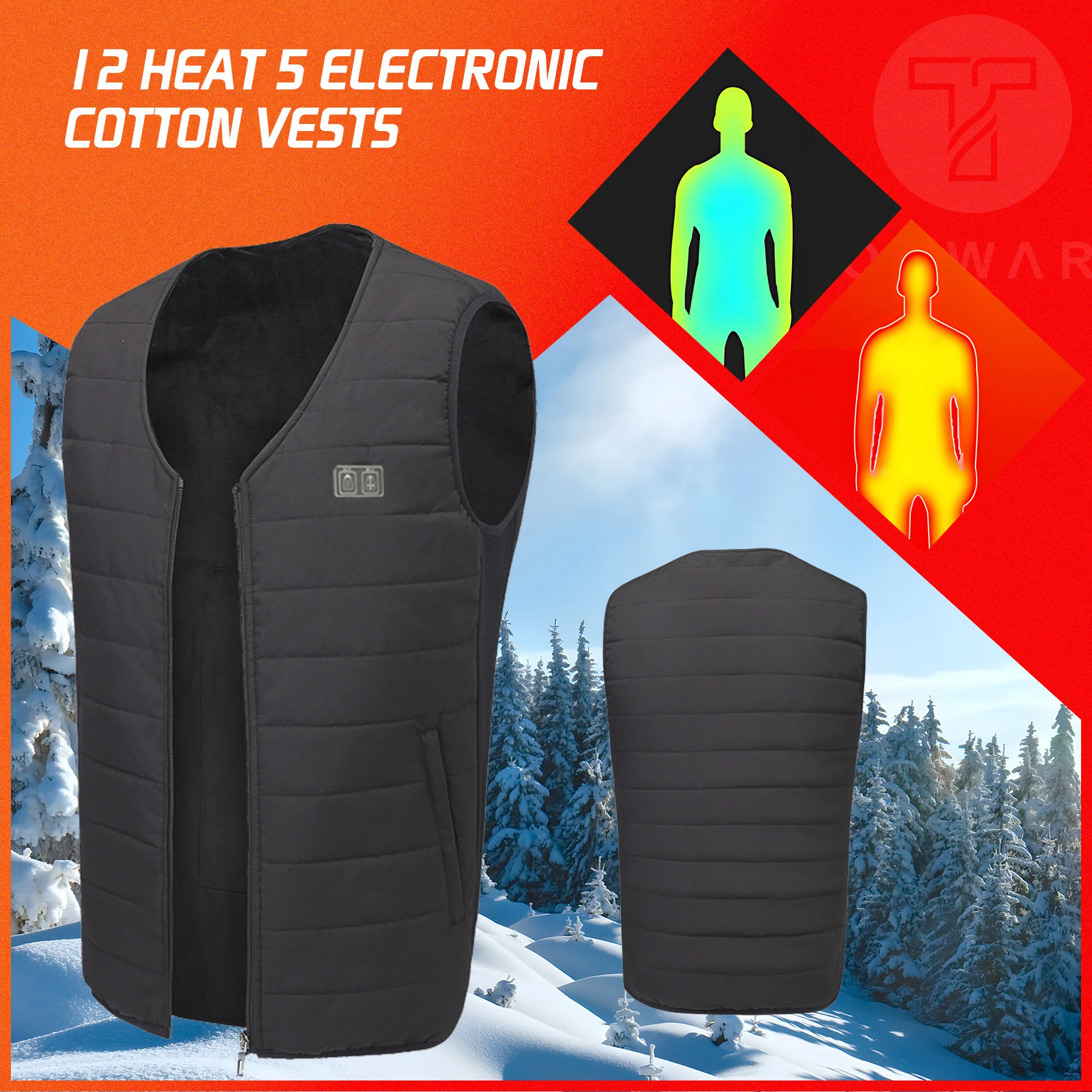 Жилет с подогревом TODWARM 45. ℃ Зимний мотоциклетный жилет USB-куртка электрическим