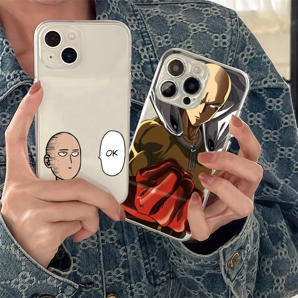 Прозрачный чехол для телефона с рисунком One-Punch Man iPhone 15 13 14 12 11 Pro MAX XR X SE XS Mini