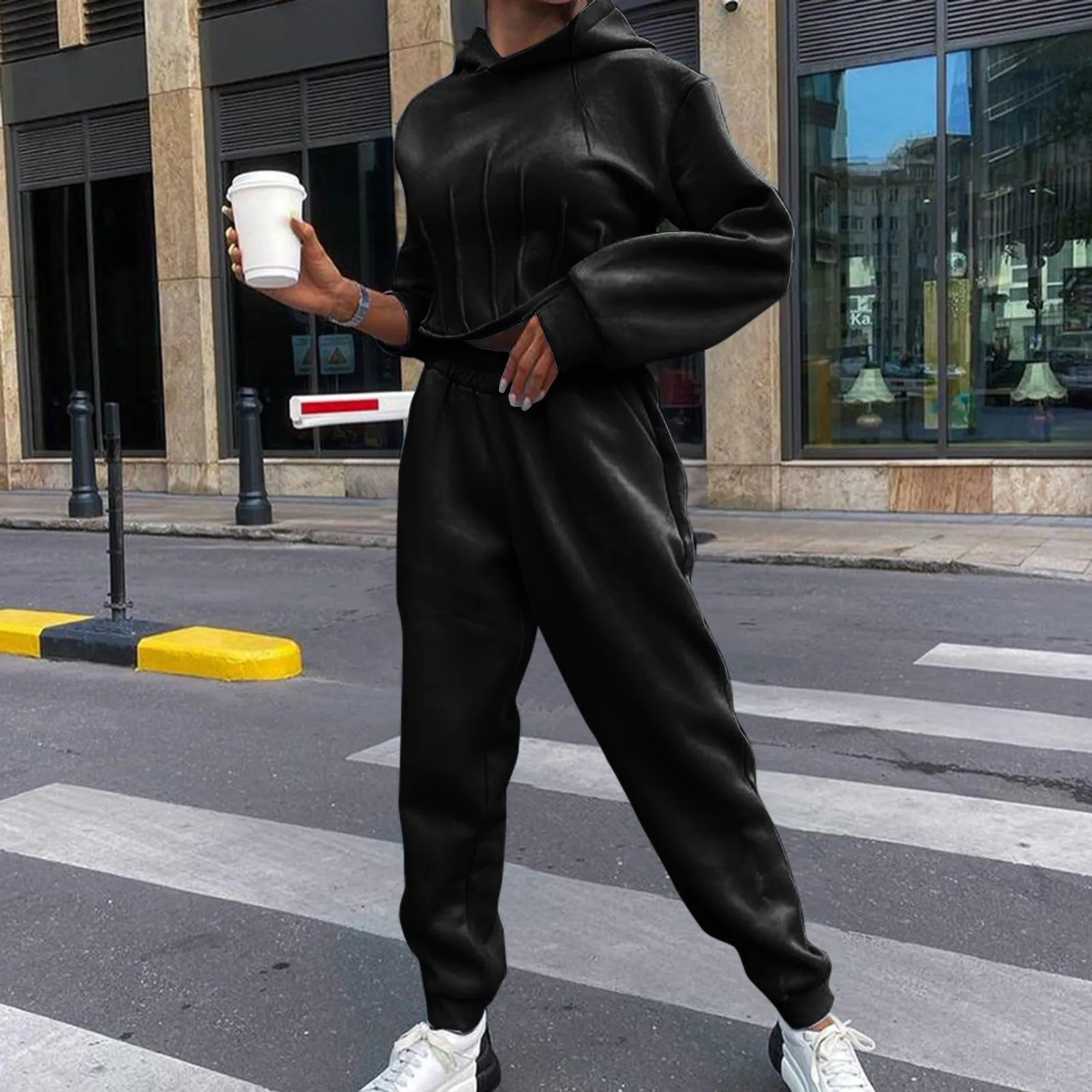 Женский спортивный костюм повседневные однотонные спортивные костюмы с длинным