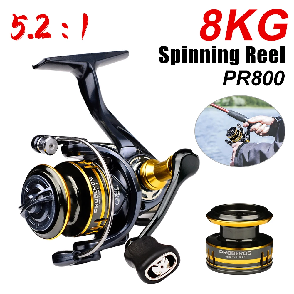 

135g Super Light Fishing Reel Metal Spinning Reel with Aluminum Spool 8KG Max. Drag 7+1BB 5.2:1 Gear Ratio for Carp Freshwater