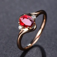 fashion and elegant womens oval ruby rose gold open ring wedding party ornanmet
