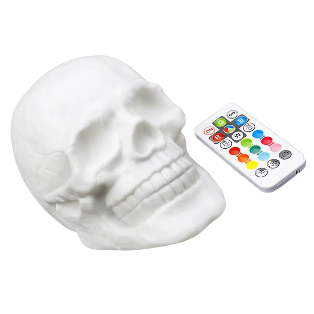 

Skull Night Lamp White 2100mAh Rechargeable Colorful Lighting Remote Control Decoration Lamps Ambient Light for Halloween