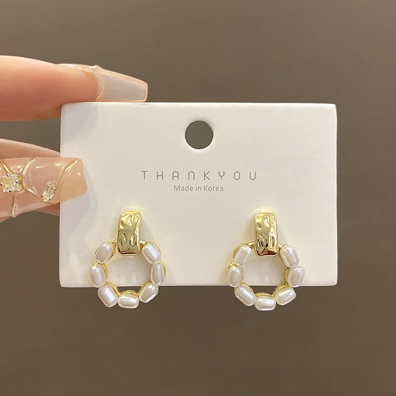 

HEYu Fashion Imitation Pearl Drop Earrings for Women New Korea Style Simple Party Earring Gold Color Wedding Jewelry Accessories
