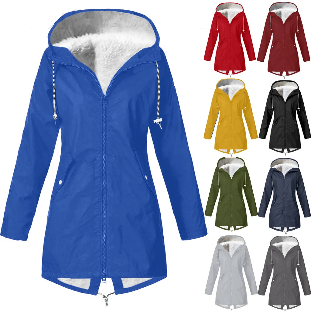 

2023 winter cotton jacket with plush jacket, outdoor suit, rain and wind resistant hooded hiking suit, waterproof sprint jacket