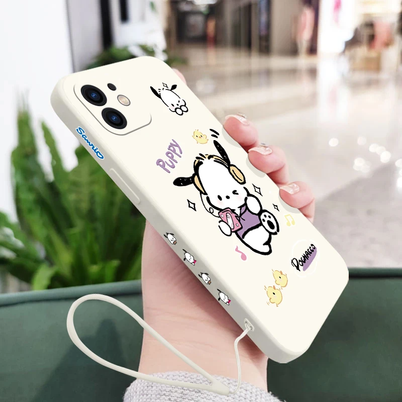 

Cartoon Cute Sanrio PachaccoPhone Case For Samsung A81 A53 A50 A12 A22S A52 A52S A51 A72 A71 A32 A22 A20 A30 4G 5G With Lanyard