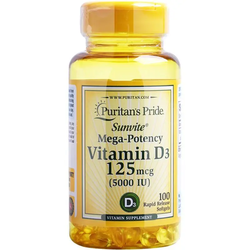 

Natural Vitamin D3 VD3 Soft Capsules Promote Calcium Absorption and Supplement Calcium For Children And Adults5000iu*100softgels