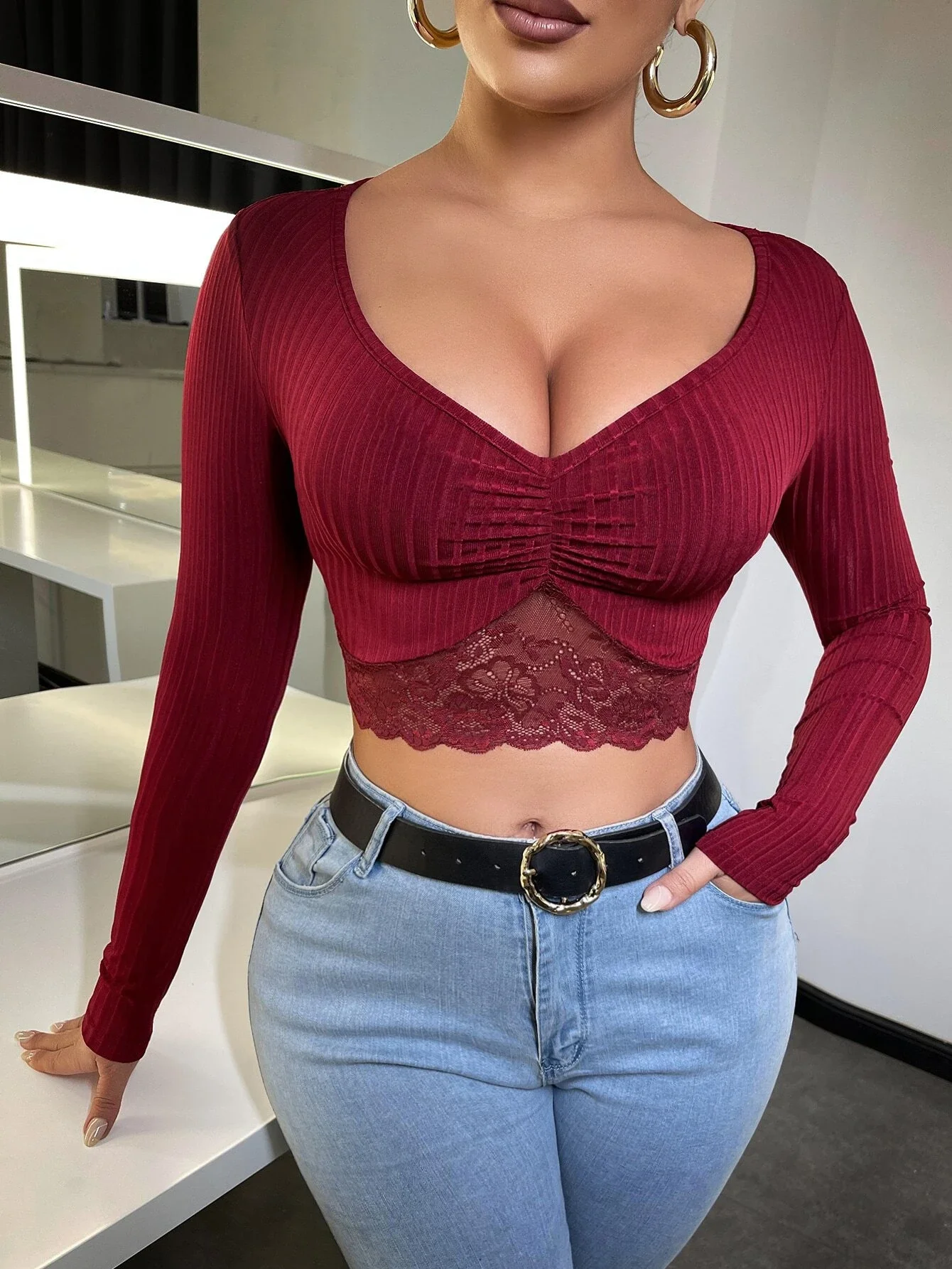 

Nibber autumn fashion high street casual Tight stretch Slim crop tops women Funny print full sleeve stretch Slim tee shirt mujer