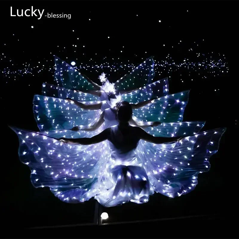 Светодиод радужного цвета для взрослых цирковая светящаяся накидка крылья