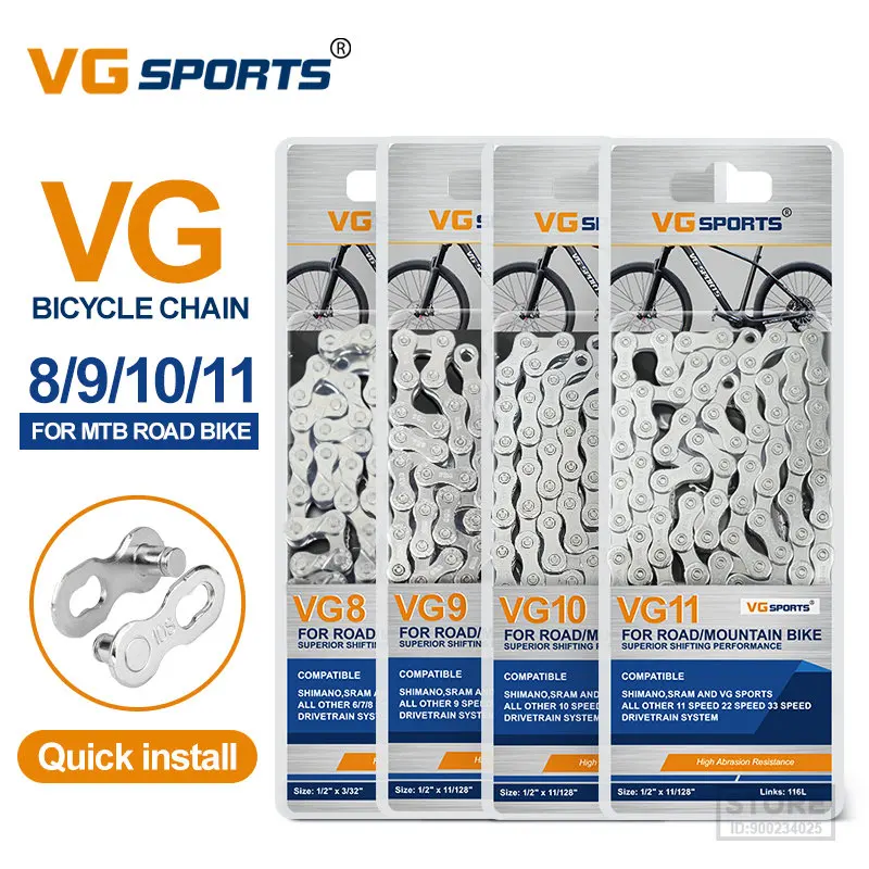 

VG Sports Bicycle Chain 6 7 8 9 10 11 12 Speed Road Mountain Bike Parts 8s 9s 10s 11s 12s Bike Chain MTB Chains 116L Rainbow