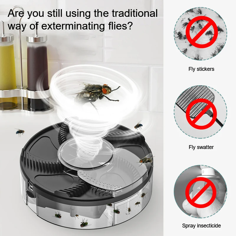 

USB Rechargeable Pest Mosquito Killer Flies Insect Traps Automatic Electric Fly Catcher Fly Trap Device Indoor Outdoor Fly Traps