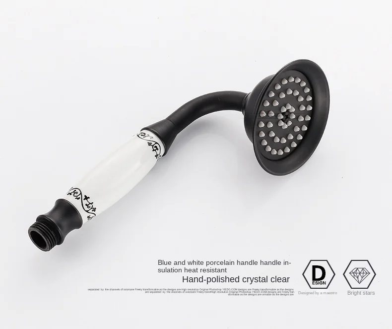 Bathroom Shower Head Full Copper Antique Handheld Set Bathtub Black Bronze Brushed Faucet |