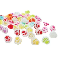 hl 100pcs candy color small bear paw multicolour cartoon child plastic button childrens clothing sewing crafts 13mm
