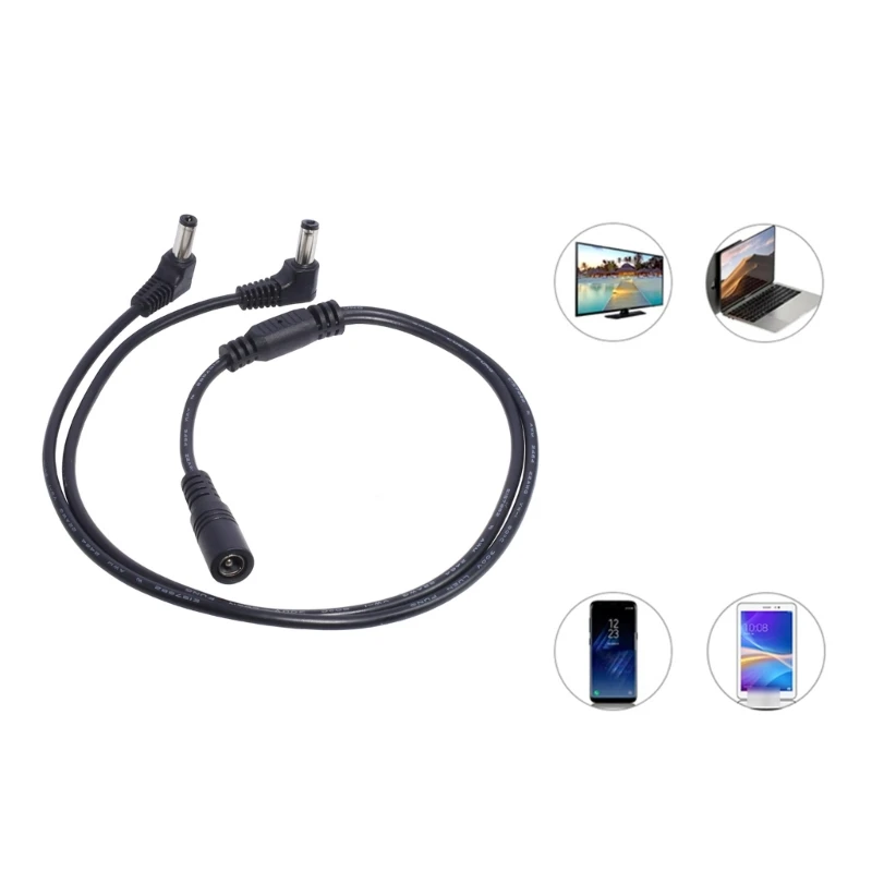 Разветвитель питания с 1 розеткой на 2 угловых штекера 5 мм x 12 В