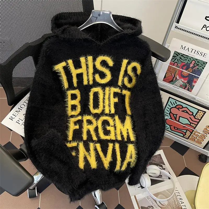 Американский модный бренд вязаная футболка с капюшоном мужская и женская